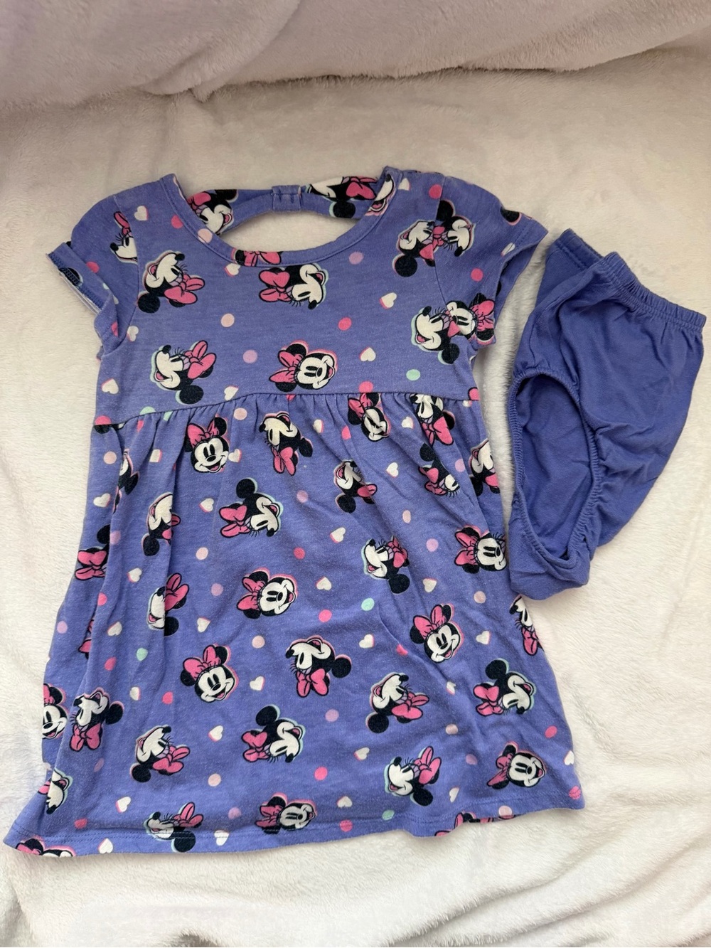Disney Jumping Beans Girls' Minnie Mouse Purple Dress & Bloomers/diaper cover